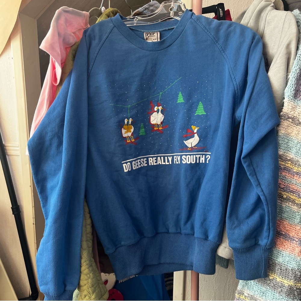 Vintage novelty geese winter sweatshirt